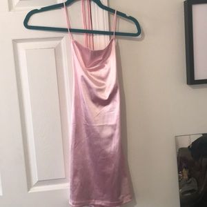 pink silky mini dress